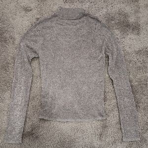 Gray Glittery & Shimmery Long Sleeve Turtleneck Shirt | Size S